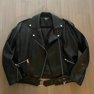 Misguided oversized faux leather jacket Size 6